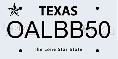 OALBB50 Texas License Plate