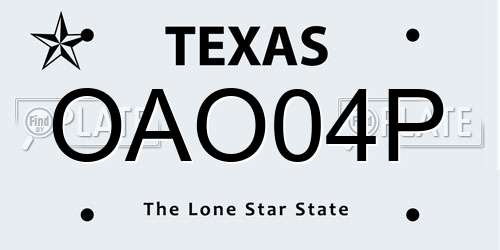 OAO04P Texas License Plate