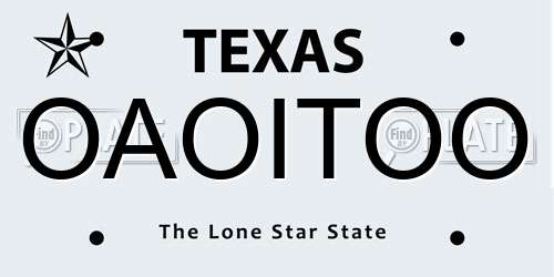 OAOITOO Texas License Plate