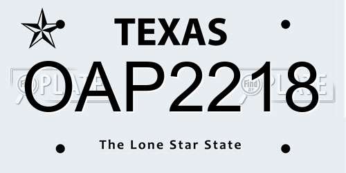 OAP2218 Texas License Plate