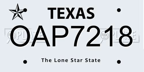 OAP7218 Texas License Plate