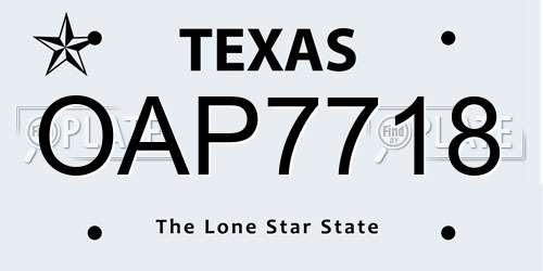OAP7718 Texas License Plate
