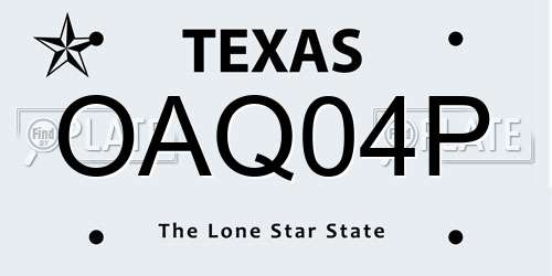 OAQ04P Texas License Plate
