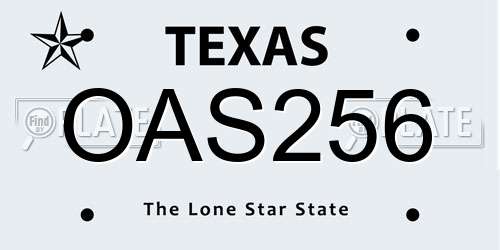 OAS256 Texas License Plate