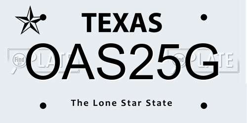 OAS25G Texas License Plate