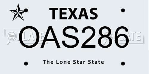 OAS286 Texas License Plate