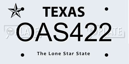 OAS422 Texas License Plate