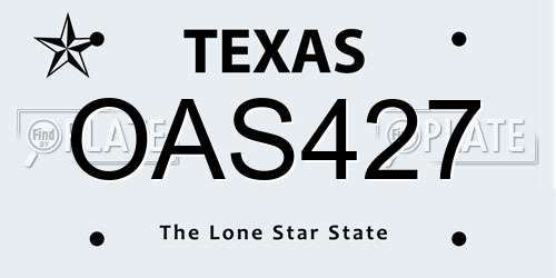 OAS427 Texas License Plate