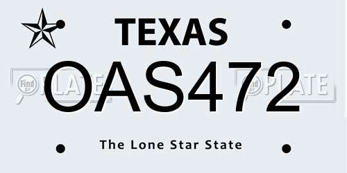 OAS472 Texas License Plate
