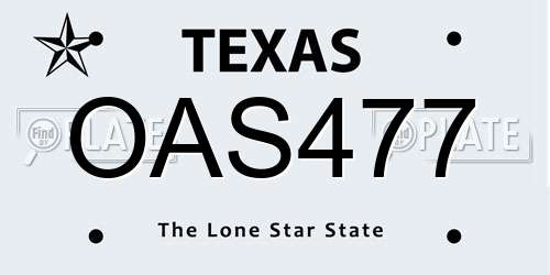 OAS477 Texas License Plate