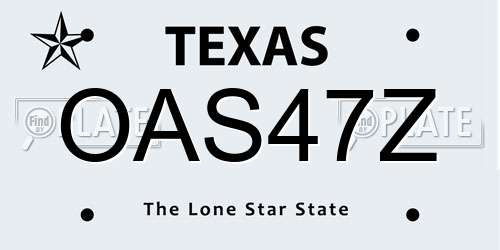 OAS47Z Texas License Plate