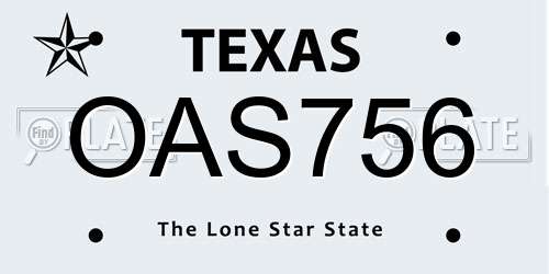 OAS756 Texas License Plate