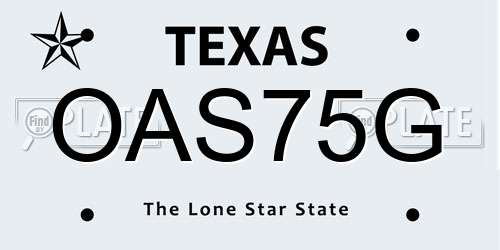 OAS75G Texas License Plate