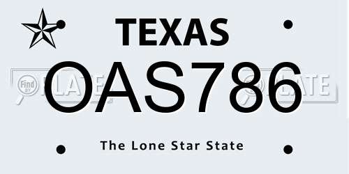 OAS786 Texas License Plate