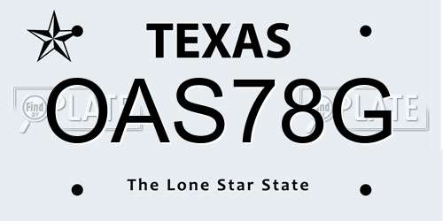 OAS78G Texas License Plate