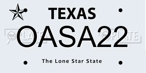 OASA22 Texas License Plate
