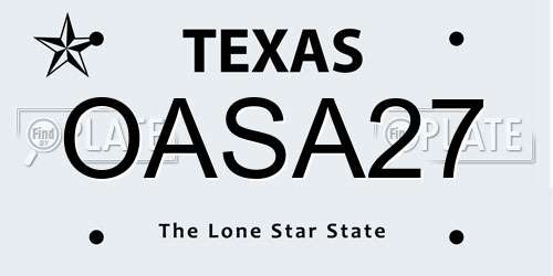 OASA27 Texas License Plate