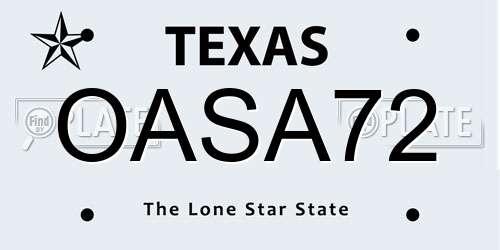 OASA72 Texas License Plate