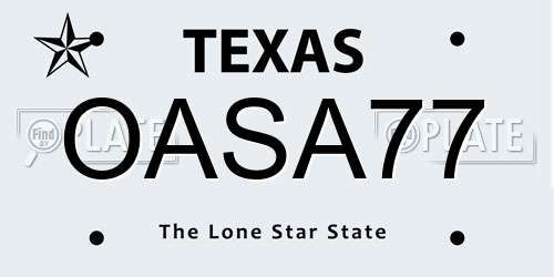 OASA77 Texas License Plate