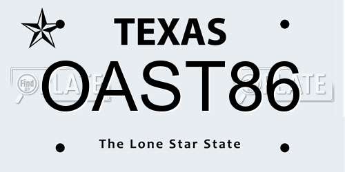 OAST86 Texas License Plate
