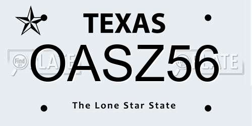 OASZ56 Texas License Plate