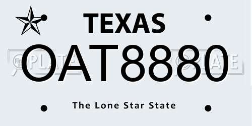 OAT8880 Texas License Plate