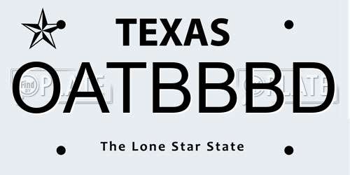 OATBBBD Texas License Plate
