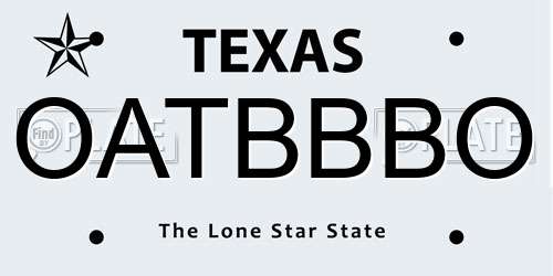 OATBBBO Texas License Plate