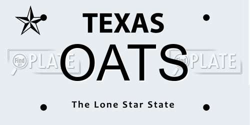 OATS Texas License Plate