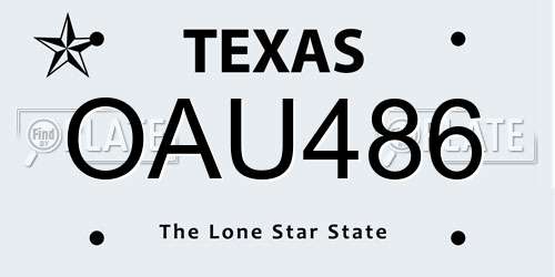 OAU486 Texas License Plate