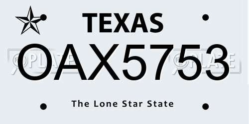 OAX5753 Texas License Plate