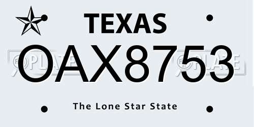 OAX8753 Texas License Plate