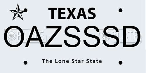 OAZSSSD Texas License Plate