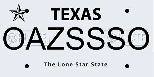 OAZSSSO Texas License Plate