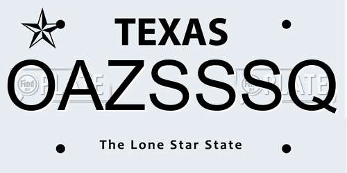 OAZSSSQ Texas License Plate