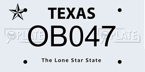 OB047 Texas License Plate