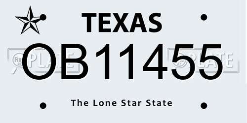 OB11455 Texas License Plate
