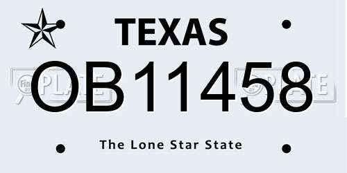 OB11458 Texas License Plate