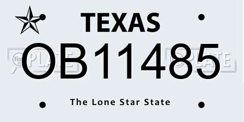 OB11485 Texas License Plate