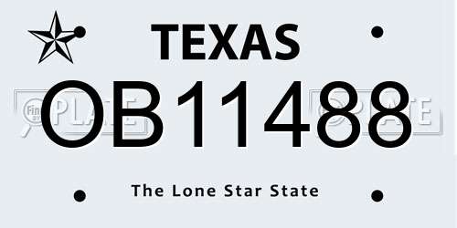 OB11488 Texas License Plate