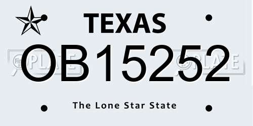 OB15252 Texas License Plate