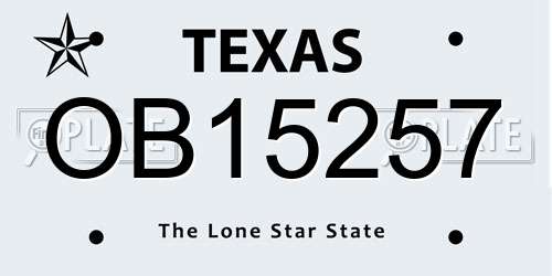 OB15257 Texas License Plate