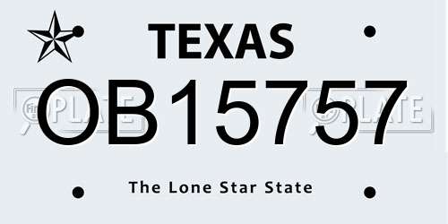 OB15757 Texas License Plate