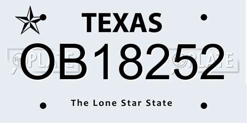 OB18252 Texas License Plate