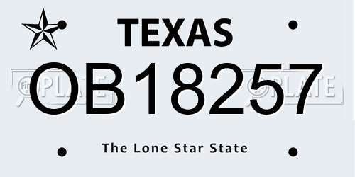OB18257 Texas License Plate