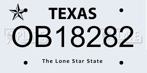 OB18282 Texas License Plate
