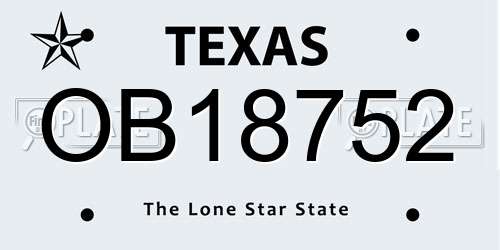 OB18752 Texas License Plate
