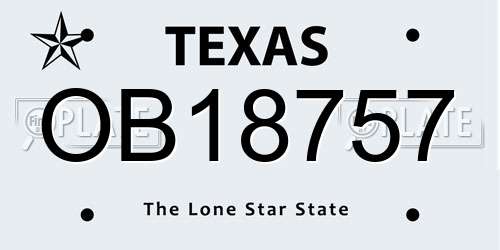 OB18757 Texas License Plate