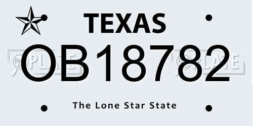 OB18782 Texas License Plate