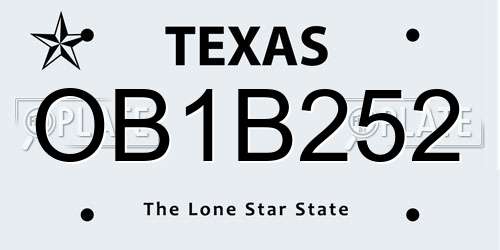 OB1B252 Texas License Plate